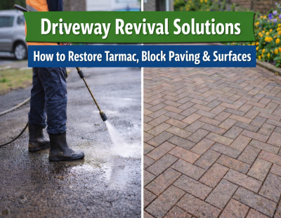 High-pressure cleaning and restoration for tarmac and block paved driveways.